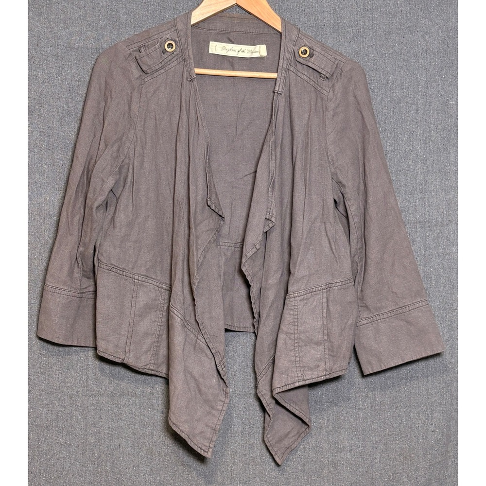 Daughters of the Liberation Anthropologie Linen Drape Jacket Grey Small Military